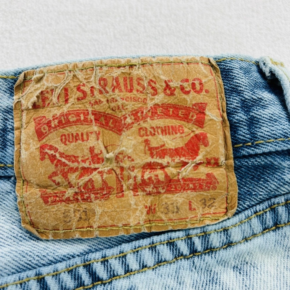 Vintage Levi's 501 Jeans Mens 33x23 Blue Acid Wash Straight Crop Frayed Hem 80s - Picture 3 of 16